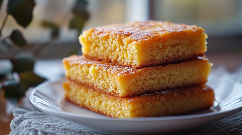 Sliced low-sodium cornbread served with butter